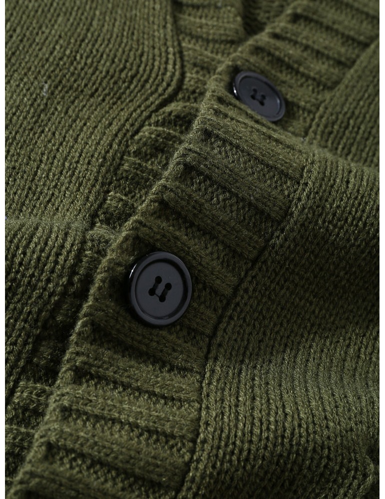Men Vintage Knit Button V-Neck Double Pockets Casual Cardigans