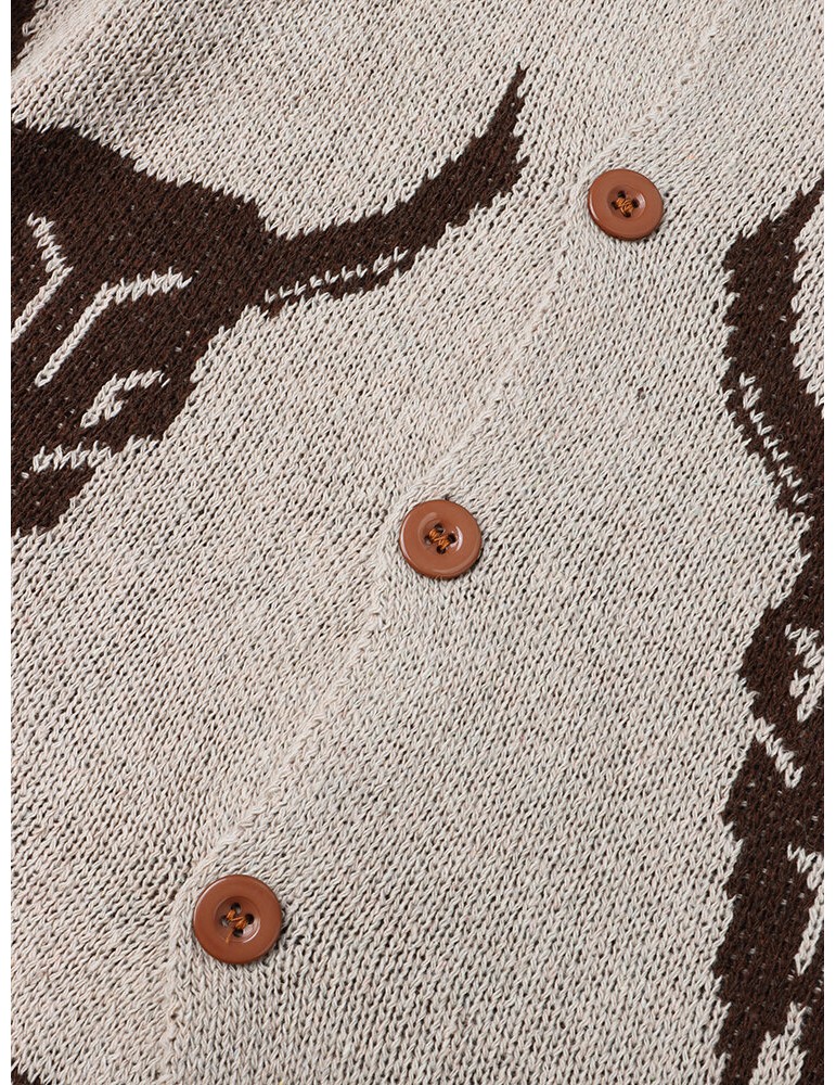 Mens Vintage Pattern Single-Breasted Warm Knitted Sweater Cardigans