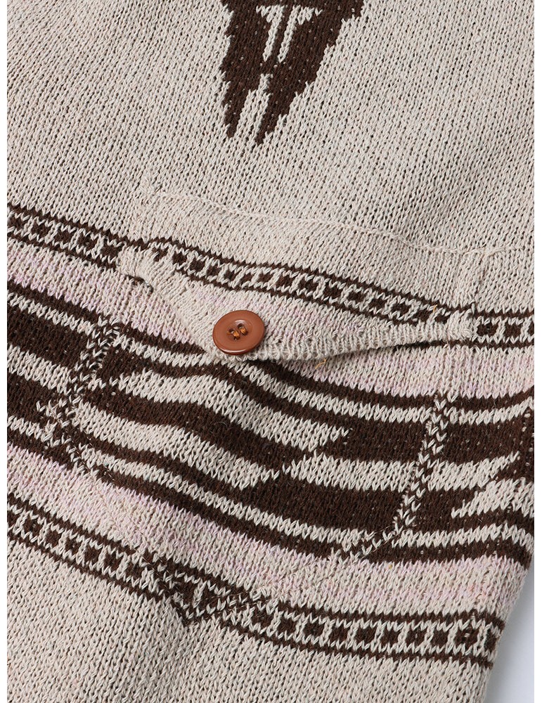 Mens Vintage Pattern Single-Breasted Warm Knitted Sweater Cardigans