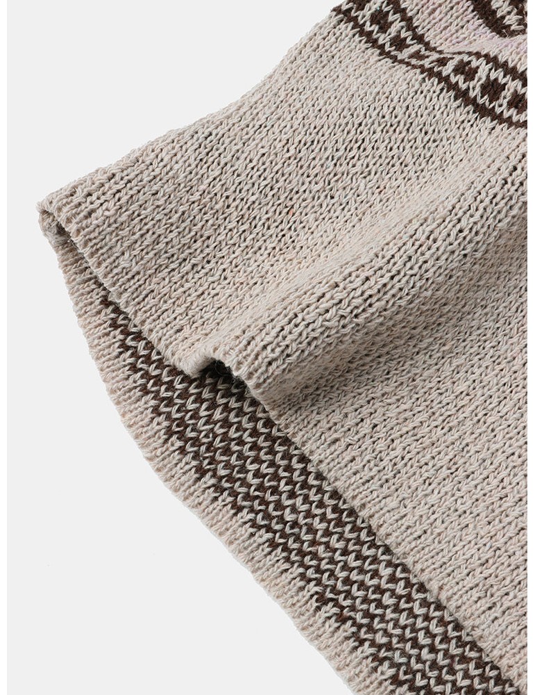 Mens Vintage Pattern Single-Breasted Warm Knitted Sweater Cardigans