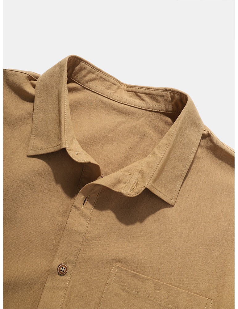 Mens 100% Cotton Basic Solid Color Lapel Short Sleeve Golf Shirt
