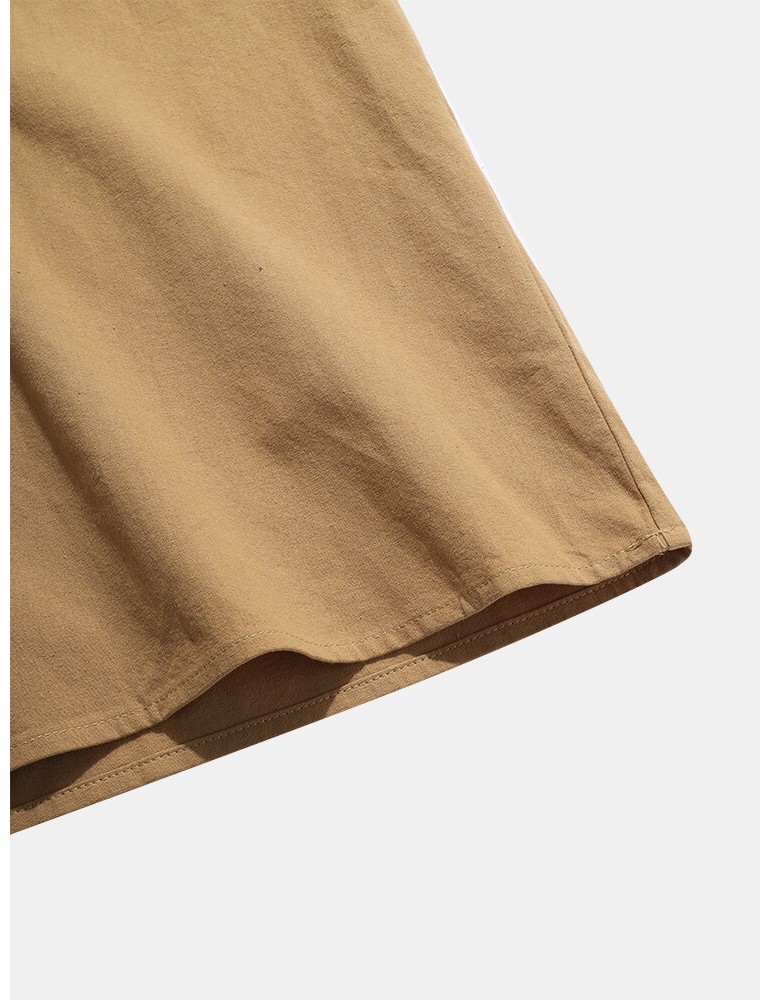 Mens 100% Cotton Basic Solid Color Lapel Short Sleeve Golf Shirt