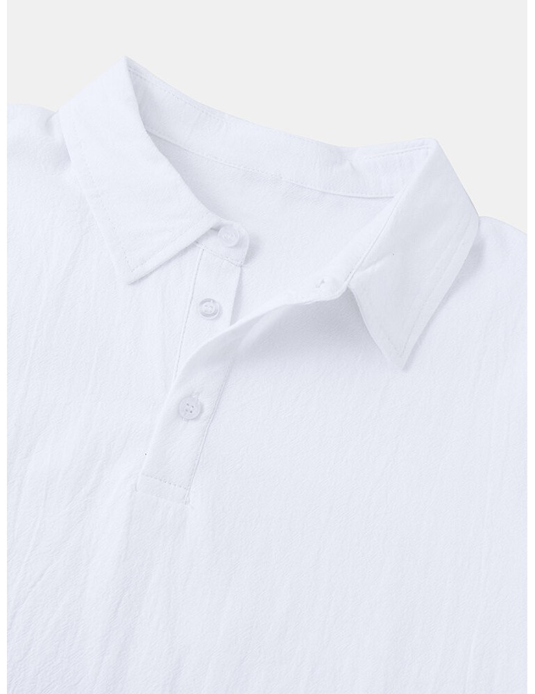 Mens Color Block Cotton Half Open Button Short Sleeve Casual Golf Shirts