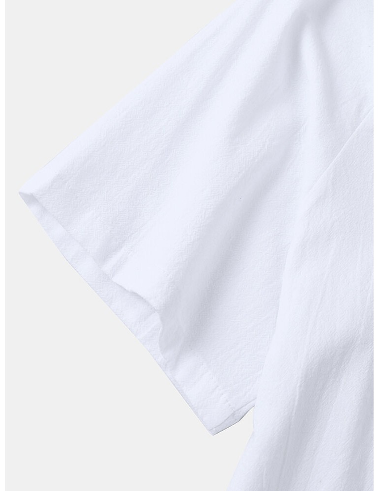 Mens Color Block Cotton Half Open Button Short Sleeve Casual Golf Shirts