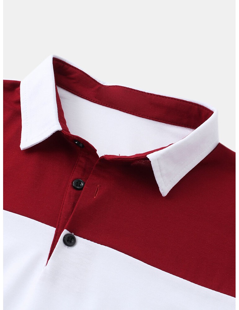 Mens Color Block Short Sleeve Casual Sport Golf Shirts